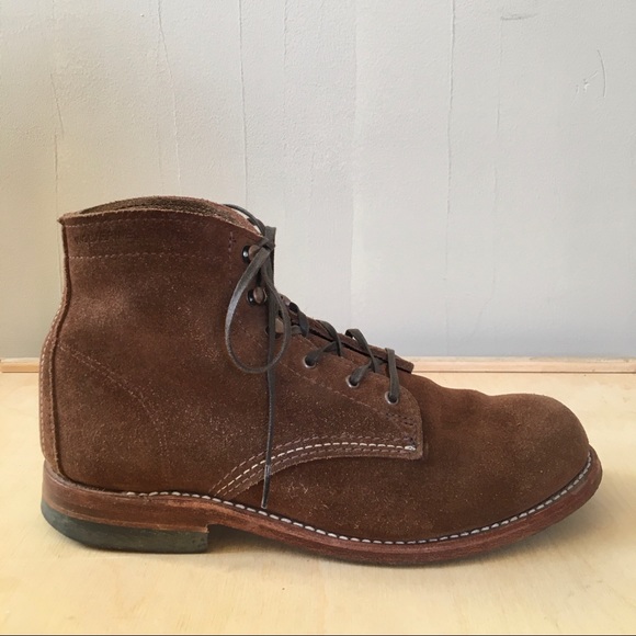wolverine 1000 mile brown and gold suede lace up boots - size US 7.5 - Picture 5 of 10